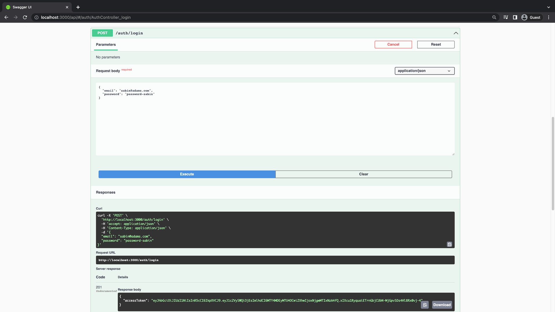 POST /auth/login endpoint