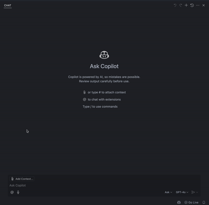 A dark-themed GitHub Copilot Chat pane titled “Ask Copilot,” showing usage tips (“or type # to attach context,” “@ to chat with extensions,” “Type / to use commands”). In the bottom input box, the user types “@prisma How can I cache my prisma queries?” The Copilot Chat pane then displays a detailed reply explaining strategies for caching Prisma query results directly in code.