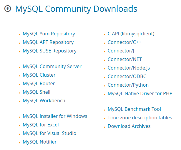 MySQL list of installers
