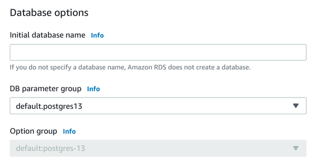 Configure database options