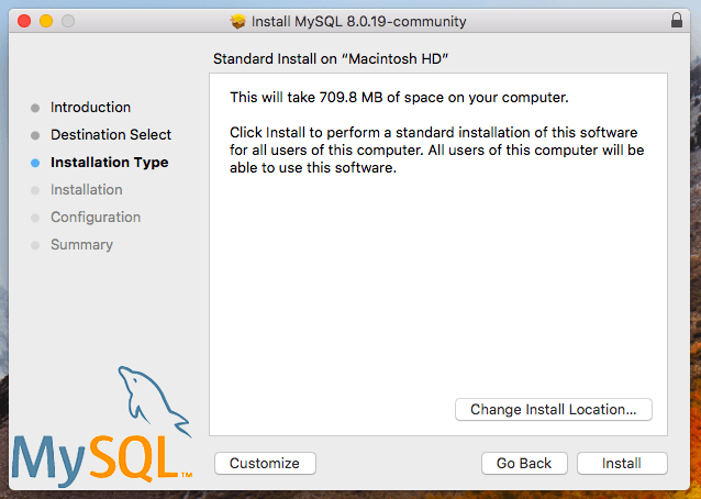 MySQL installer installation type